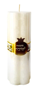 נר דקורטיבי+כרטיס הדפס שנה טובה-לבן-5*15 ס"מ