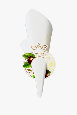 חבק מפיות מעץ בצורת תפוח-שנה טובה כ5.5 ס"מ-4 יח'