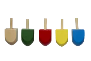 סביבון צבועני מעץ- 5 יח'