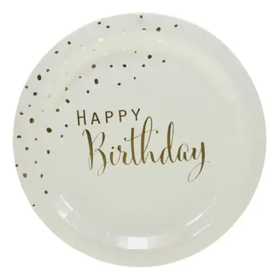 צלחות נייר 23 סמ 8 יח-לבן זהב