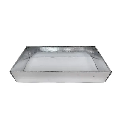 12 מגשי קרטון 45/25/9 ס"מ- כסף מטאלי