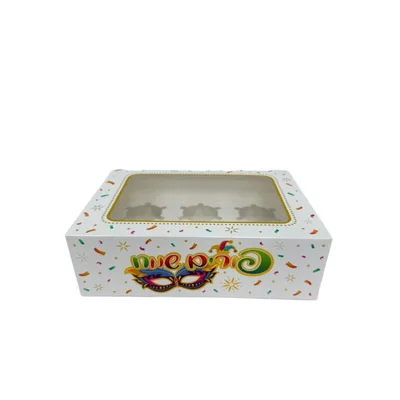 12 קופסאות קרטון ל6 קאפקייקס- פורים שמח מסכה