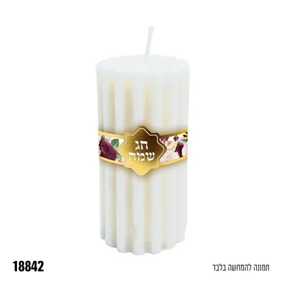 נר דקורטיבי חג שמח - לבן - כ-4.5*10 ס"מ